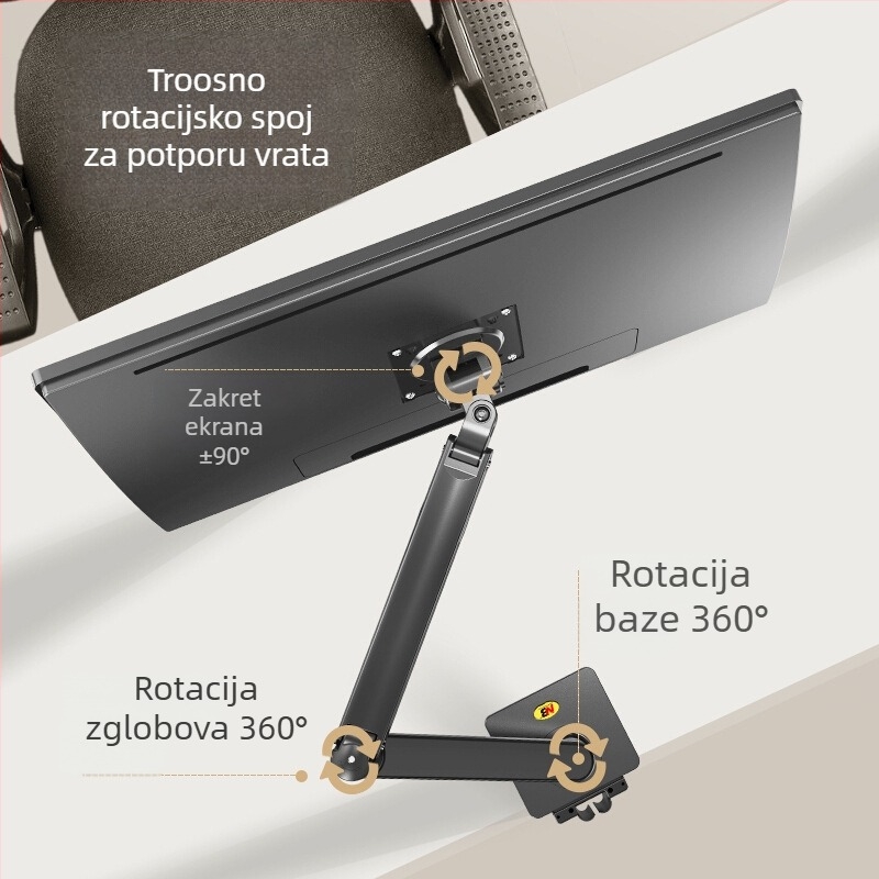 NB Ergonomic G40 Držač monitora za zakrivljene/široke zaslone – stolni nosač, podešavanje visine