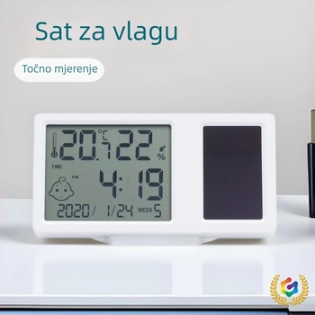 Mini solarni digitalni higrometar za mjerenje temperature i vlage — rezolucija 0,1°C, mogućnost prilagodbe, pakiranje 400 komada
