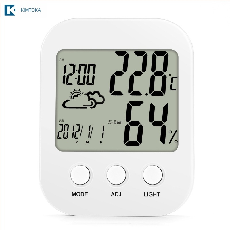 Unutarnji termometar i higrometar s pozadinskim osvjetljenjem i alarmom TH202 – točnost temperature ±1°C, točnost vlage ±5% RH, rezolucija 0,1°C / 1% RH, napajanje AAA 1,5V