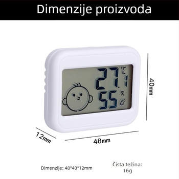 Soba termometar s digitalnim higrometrom, rezolucija 0,1°C, mjerenje unutarnje temperature i vlage