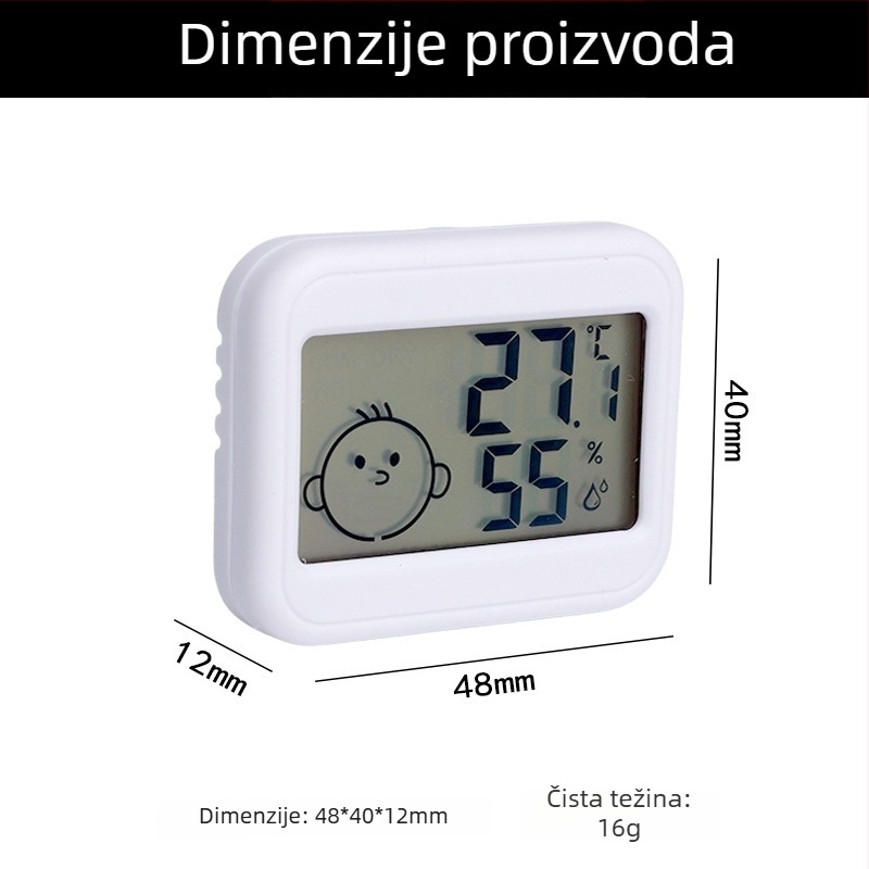 Soba termometar s digitalnim higrometrom, rezolucija 0,1°C, mjerenje unutarnje temperature i vlage