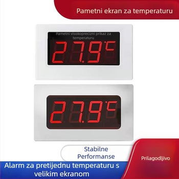 Inteligentni unutarnji alarm za temperaturu i vlagu s LED velikim zaslonom - raspon temperature -50°C do 200°C, razlučivost temperature 0,5°C, razlučivost vlage 0,5%, pogreška vlage 1%
