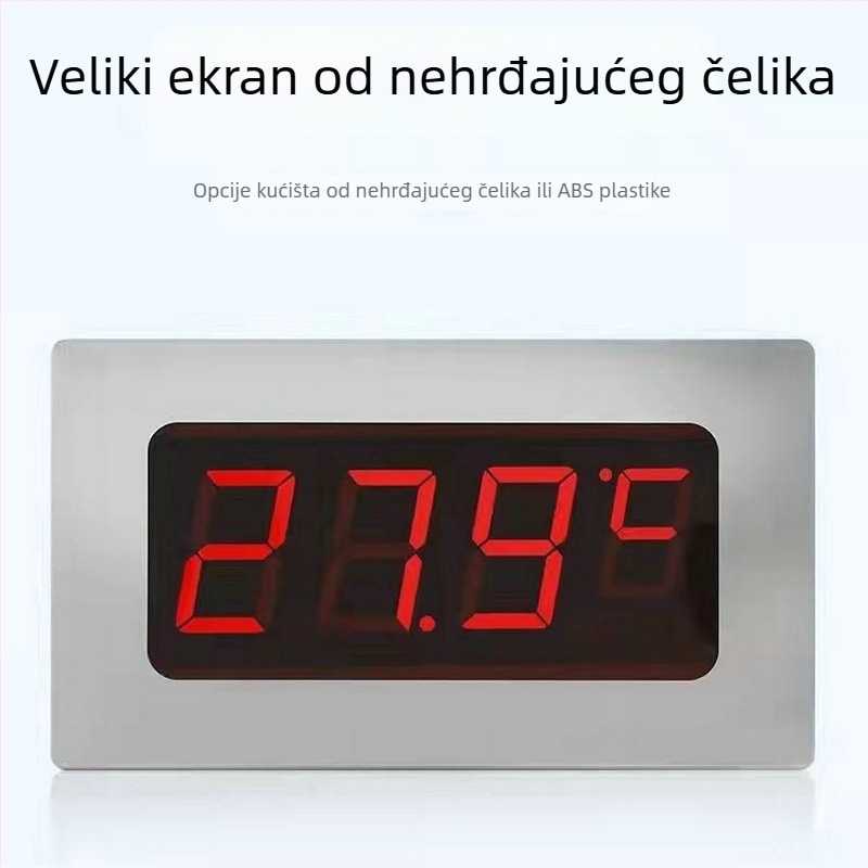 Inteligentni unutarnji alarm za temperaturu i vlagu s LED velikim zaslonom - raspon temperature -50°C do 200°C, razlučivost temperature 0,5°C, razlučivost vlage 0,5%, pogreška vlage 1%