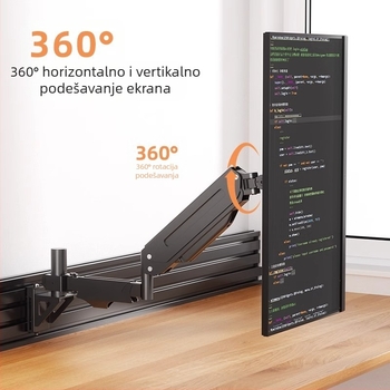 Držač monitora s rotirajućim podiznim ramenom, model WMPA01, hladno valjani čelik, 3 kg