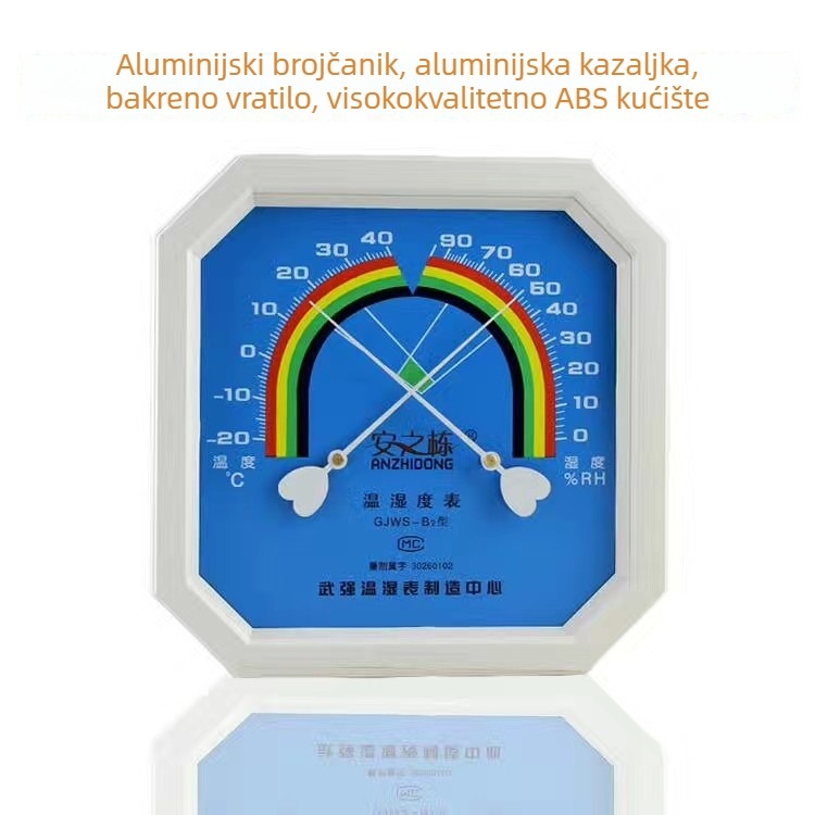 oktogonalan mjerač temperature i vlage, za unutarnju upotrebu, zidna montaža, visoka preciznost
