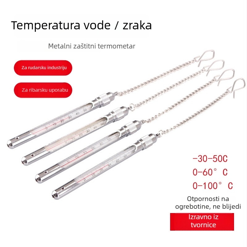 Stakleni termometar za rudnik i akvakulturu, kućište od nehrđajućeg čelika s bakrenom uloškom, visoka preciznost
