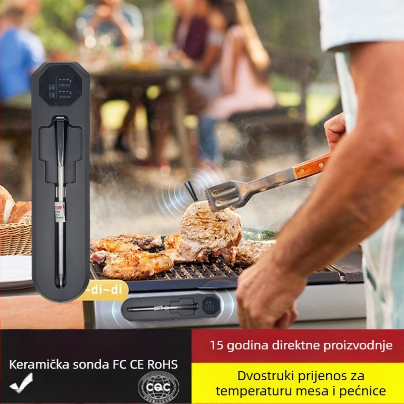 Bežični termometar za meso s Bluetoothom, upravljanje aplikacijom, za roštilj i kuhinju, rezolucija 1°C/2°F