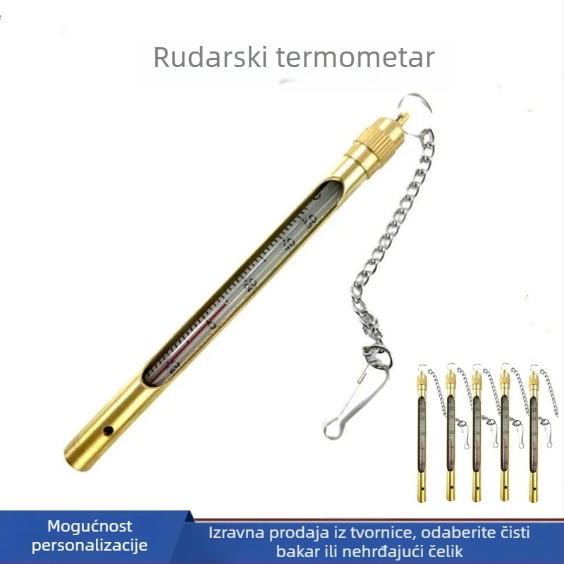 Rudnički stakleni termometri – prijenosni, od čistog bakra, za ugljene i metalne rudnike