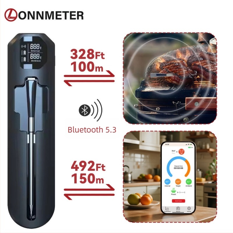 DT-131 Bluetooth vodootporni termometar za hranu s aplikacijom, bežični senzor, 0,1°C rezolucija