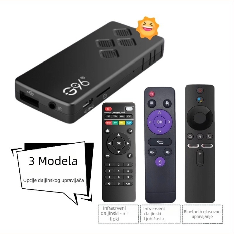 Android 13 TV kutija s Allwinner A53 četverojezgreni, 2GB RAM, 8/16GB ugrađene memorije, dvopojasni Wi‑Fi i Bluetooth