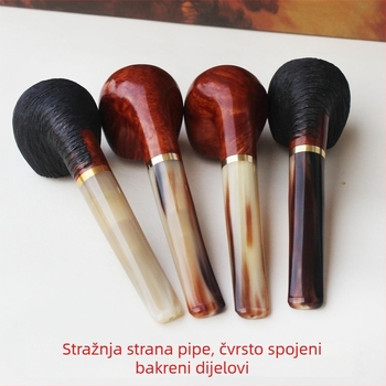 Pipa od Heatherwood s drškom od yak roga i usnikom od roga bivola, filtr s aktivnim ugljenom