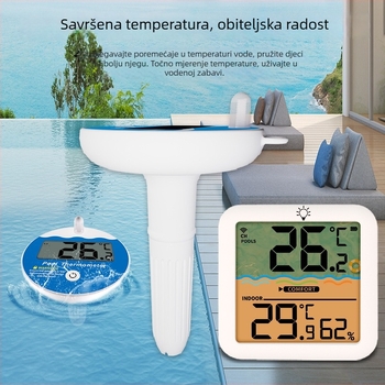 Bežični plivajući termometar za bazen s digitalnim zaslonom temperature i vlage — Ts, rezolucija temperature 1°C, pakiranje 50 komada