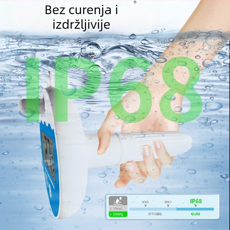 Bežični plivajući termometar za bazen s digitalnim zaslonom temperature i vlage — Ts, rezolucija temperature 1°C, pakiranje 50 komada
