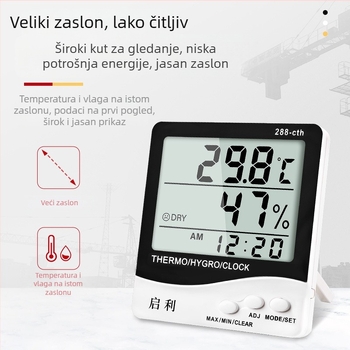 Digitalni mjerač temperature i vlage za kućnu upotrebu – Qili Digital, napajan AAA baterijom