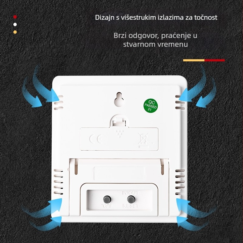 Digitalni mjerač temperature i vlage za kućnu upotrebu – Qili Digital, napajan AAA baterijom
