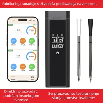 Bluetooth bežični termometar za hranu za BBQ i kuhinju – rezolucija 0.1°C; sonda -10°C do 100°C; keramički kraj -10°C do 300°C