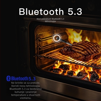 Bluetooth bežični termometar za hranu za BBQ i kuhinju – rezolucija 0.1°C; sonda -10°C do 100°C; keramički kraj -10°C do 300°C