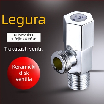 Ugradbeni trokutasti ventil, tijelo od cinkovog legura, radni tlak 1.0 MPa, za kuhinju i kupaonu