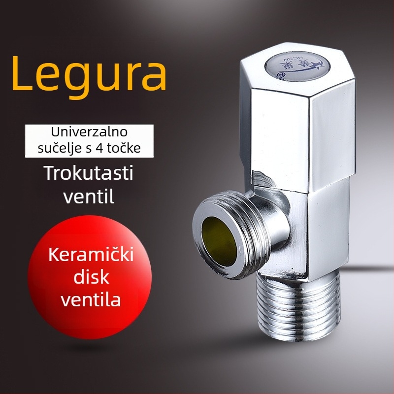 Ugradbeni trokutasti ventil, tijelo od cinkovog legura, radni tlak 1.0 MPa, za kuhinju i kupaonu