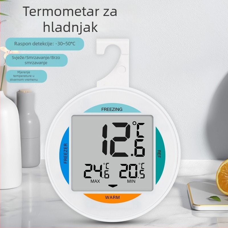 Termometar za hladnjak s LCD zaslonom, rezolucija temperature 0,1, napajanje baterijom