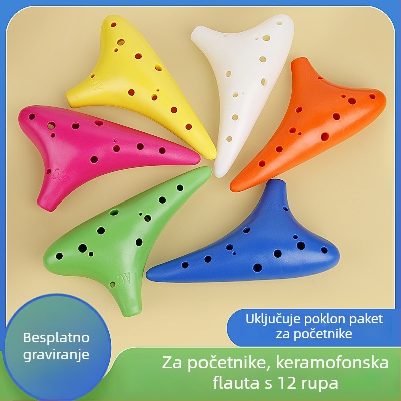 Okarina od smole, 12 rupa, ton C, za početnike, otporna na padove, besplatno graviranje