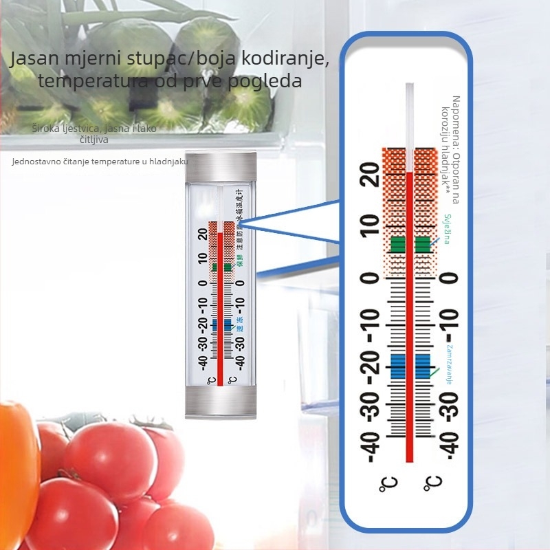 Termometar za hladnjak i zamrzivač s digitalnim zaslonom, ugrađeni senzor, visoka preciznost