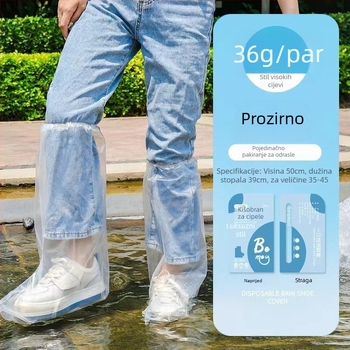 Jednokratne navlake za cipele s prozirnom elastičnom trakom, duga cijev, vodootporne i otporne na prašinu, biološki razgradivo