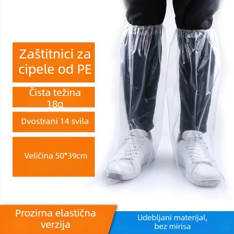 Jednokratne navlake za cipele s prozirnom elastičnom trakom, duga cijev, vodootporne i otporne na prašinu, biološki razgradivo