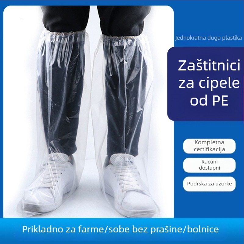 Jednokratne navlake za cipele s prozirnom elastičnom trakom, duga cijev, vodootporne i otporne na prašinu, biološki razgradivo