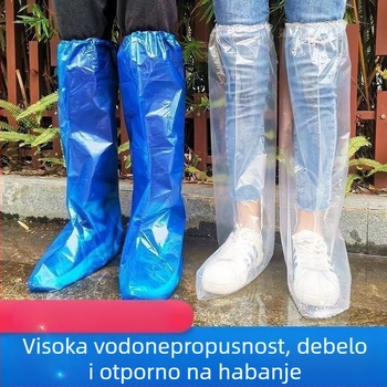 Jednokratne zaštitne navlake za cipele, debeli vodootporni, produžene dužine, za unutarnju i vanjsku upotrebu, PE prozirne, protuklizne, otporne na habanje