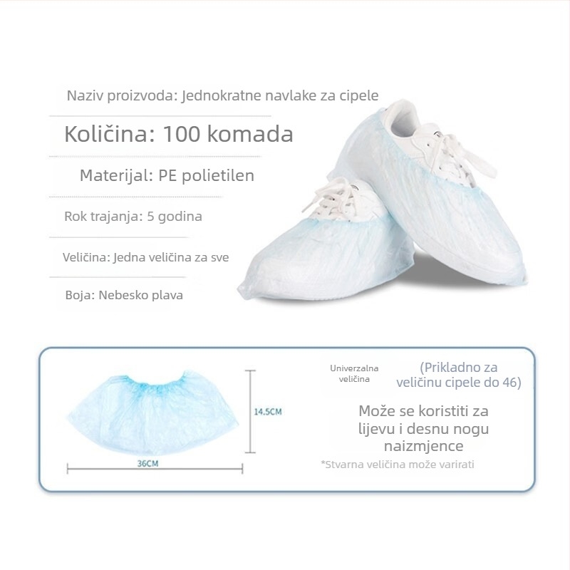 Miaojie Jednokratne navlake za cipele – PE materijal, debljina 0.018, prozirni uzorak, zaštita od prašine, model MDSC60/MDSC100