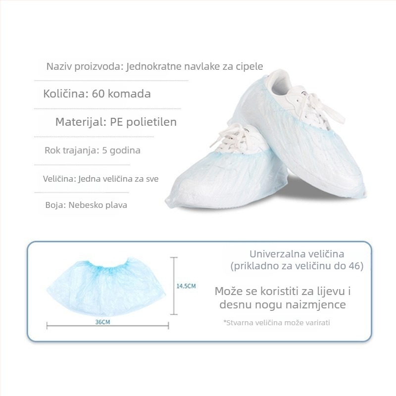 Miaojie Jednokratne navlake za cipele – PE materijal, debljina 0.018, prozirni uzorak, zaštita od prašine, model MDSC60/MDSC100