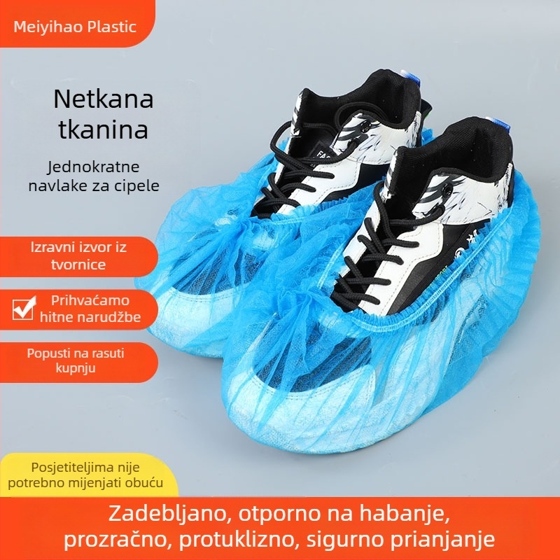 Jednokratne navlake za obuću za unutarnju upotrebu, od netkanog materijala, debele, otporne na habanje, protuklizne, prašinu zaštićene, za školske računalne sobe.