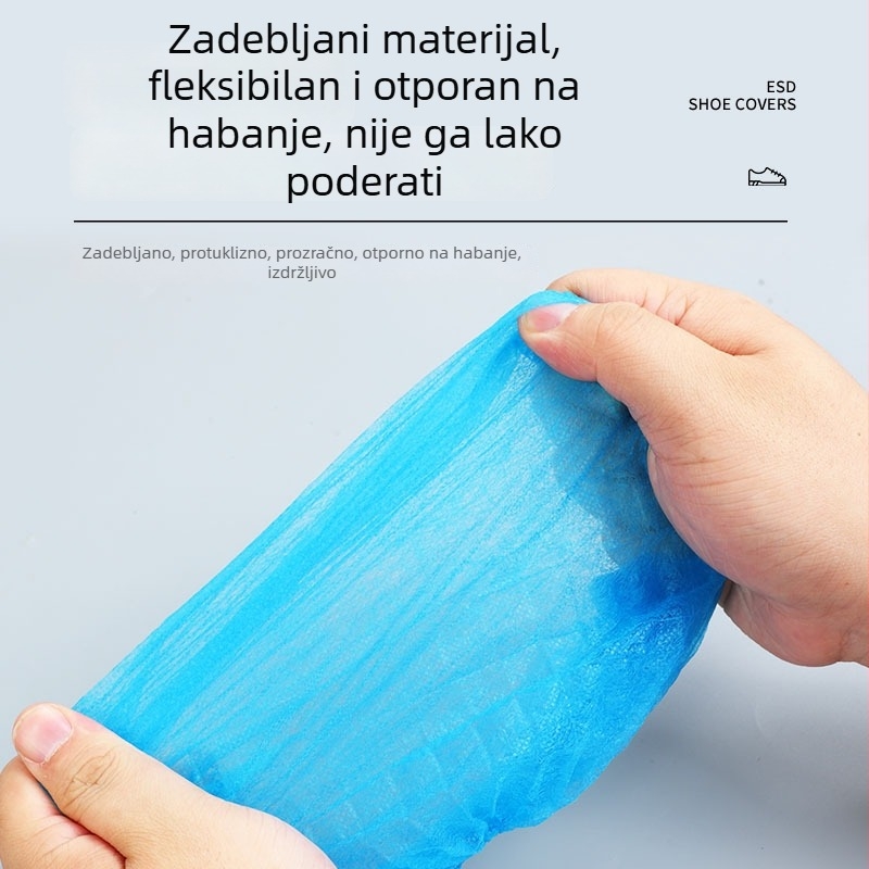 Jednokratne navlake za obuću za unutarnju upotrebu, od netkanog materijala, debele, otporne na habanje, protuklizne, prašinu zaštićene, za školske računalne sobe.