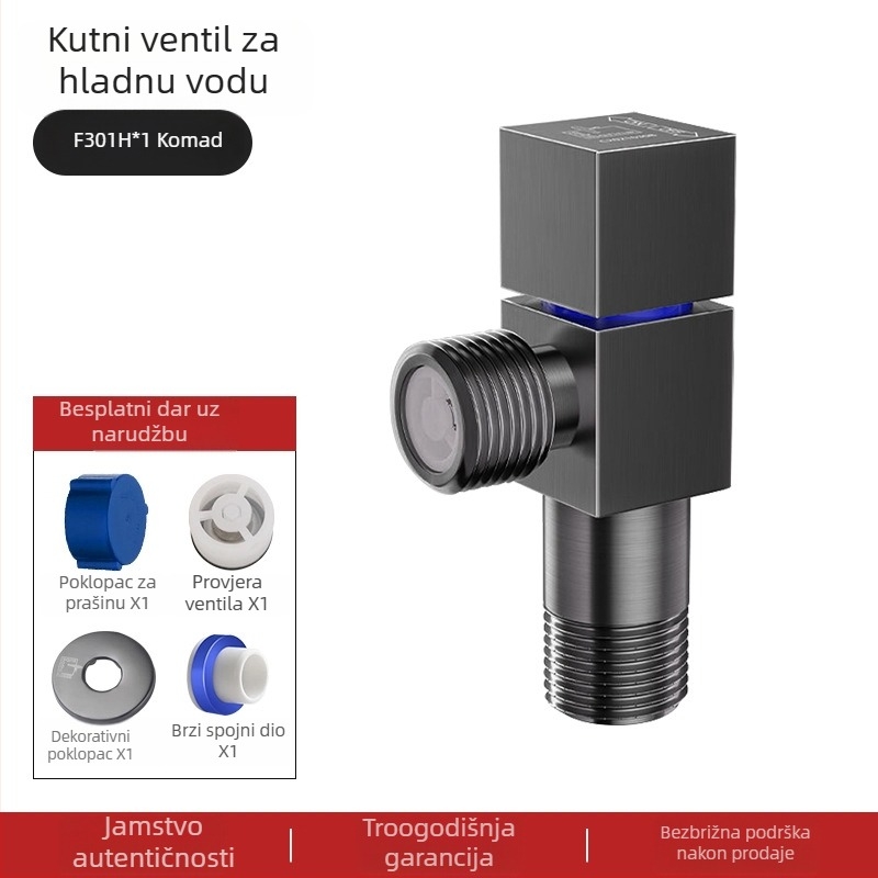 Submarine F301h bakreni kutni ventil za WC, anti-reverzija, topla i hladna voda