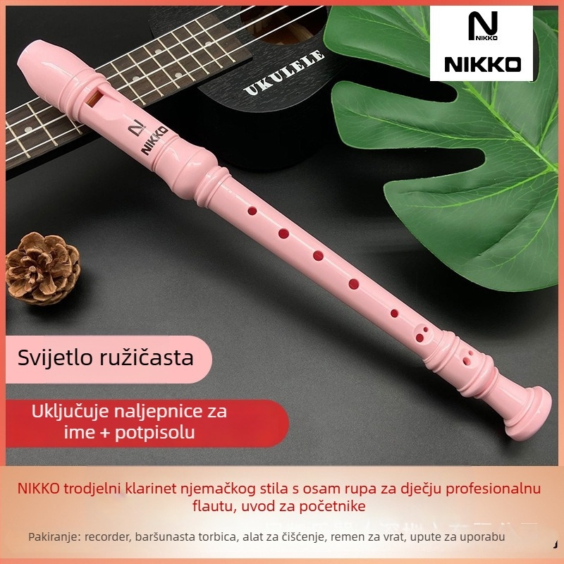 NIKKO rekorder njemačko-britanskog modela s osam rupa, za djecu i početnike — uključuje torbicu, čistilicu štapa, krpu za čišćenje, traku za vrat i upute