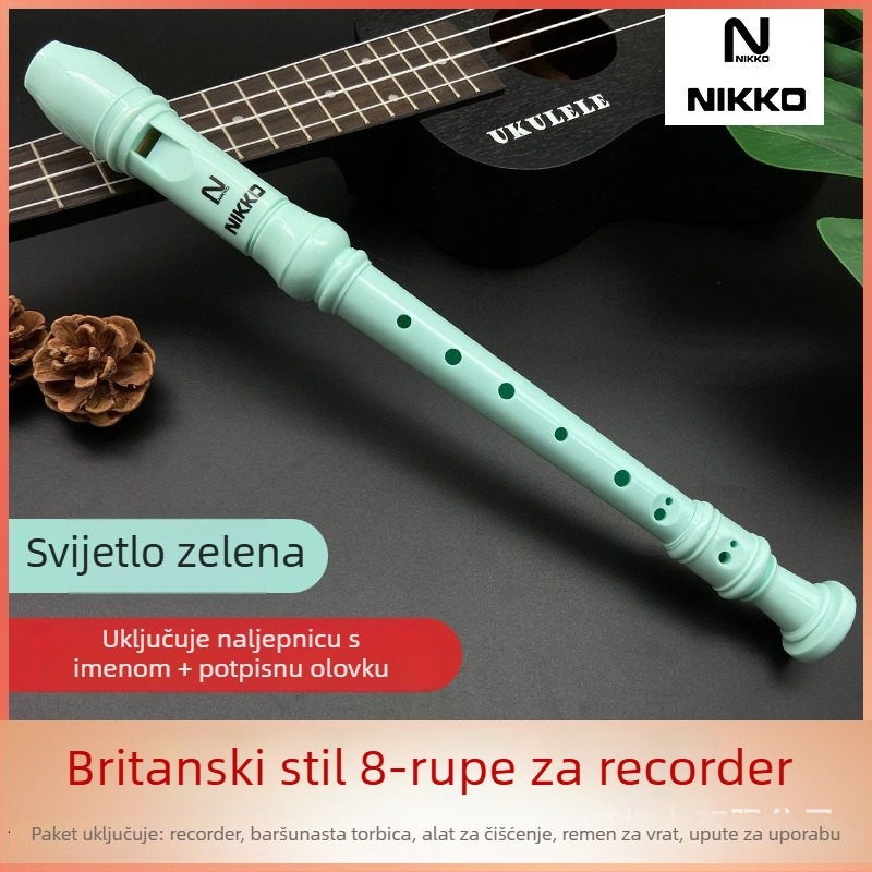 NIKKO rekorder njemačko-britanskog modela s osam rupa, za djecu i početnike — uključuje torbicu, čistilicu štapa, krpu za čišćenje, traku za vrat i upute