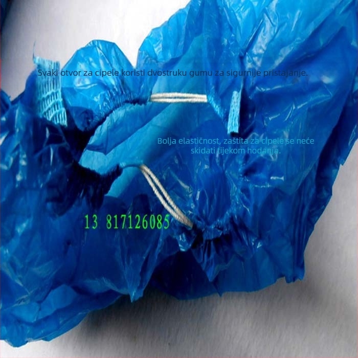 Jednokratne navučene zaštitne navlake za cipele, debele i otporne na habanje, s dvostrukom elastičnom trakom, od PE plastike