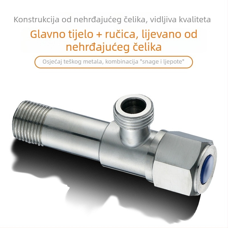 Morning Dew nehrđajući čelični kutni ventil za tople i hladne vode, ulaz i izlaz, ugradni, 304 nehrđajući čelik, pogodan za kuhinju, WC i tuš