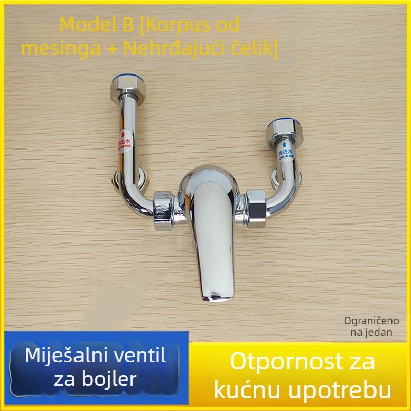 Ventil za miješanje bojlera, cijeli bakar, univerzalni, površinska montaža, U-oblik slavine za tuš; za kućni bojler; 0,9 MPa; topla 90°C / hladna 5°C.
