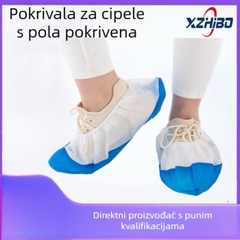 Jednokratne navlake za cipele od netkanog materijala, debele, polu-laminirane, PP+CPE, otporne na habanje i vodonepropusne, plavo-bijele laminirane