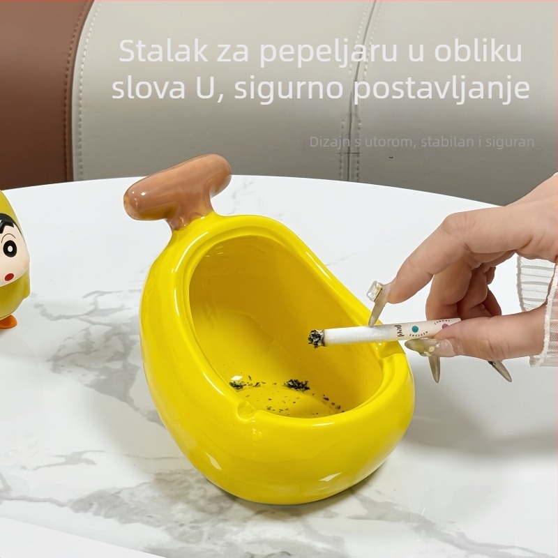 Keramički pepeljak u obliku banane s poklopcem – dekor za dom i ured
