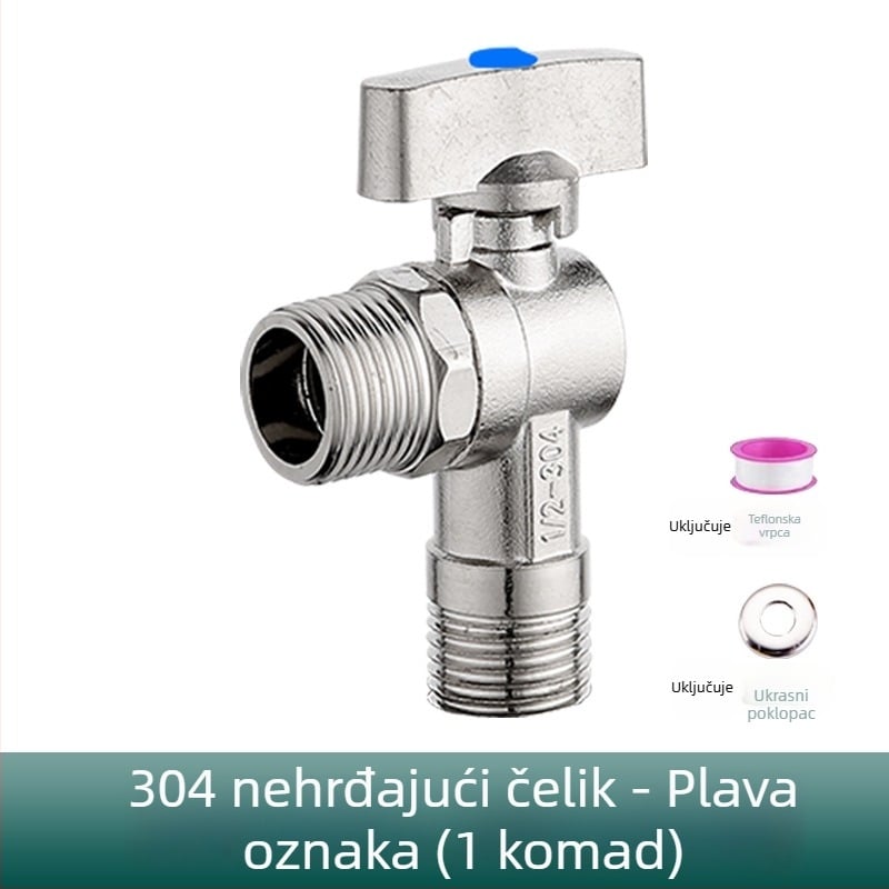 Mesingani četverostrani ventil za WC i bojler, model HYX-325, radni tlak 0,6 MPa, unutarnji promjer 15 mm, rotacijska ugradnja