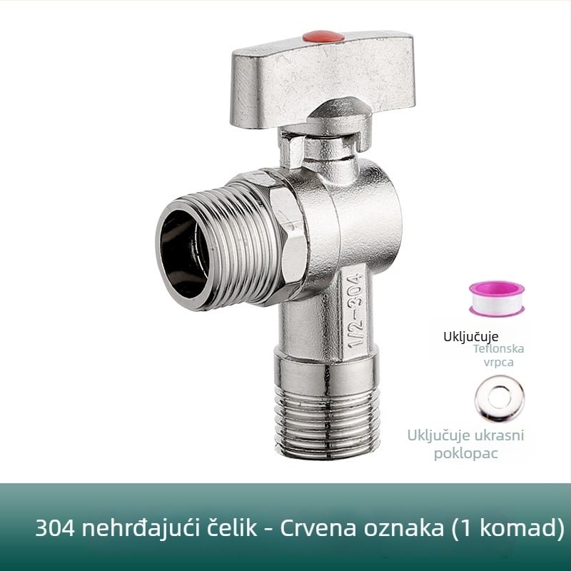 Mesingani četverostrani ventil za WC i bojler, model HYX-325, radni tlak 0,6 MPa, unutarnji promjer 15 mm, rotacijska ugradnja