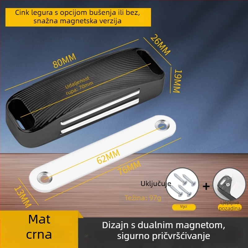 Cinkov magnetski držač vrata 099 – zidni nosač, standardna konstrukcija, automatsko upravljanje