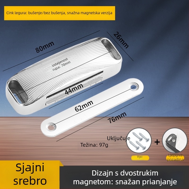 Cinkov magnetski držač vrata 099 – zidni nosač, standardna konstrukcija, automatsko upravljanje