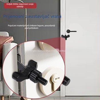 Prenosni blokator vrata za hotele, cinkova legura, elektroplatiranje, za vrata, ugradnja na vrata, standardni tip, ručno upravljanje, model zc007