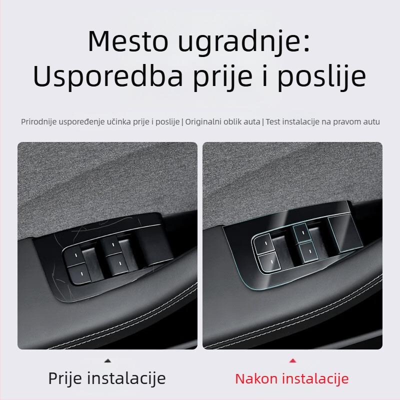 TPU zaštitni film za srednji stup Tesla Model 3 – zaštita od ogrebotina za tipke na volanu, gumb za vrata, središnji upravljački sklop i ploča prekidača za prozore