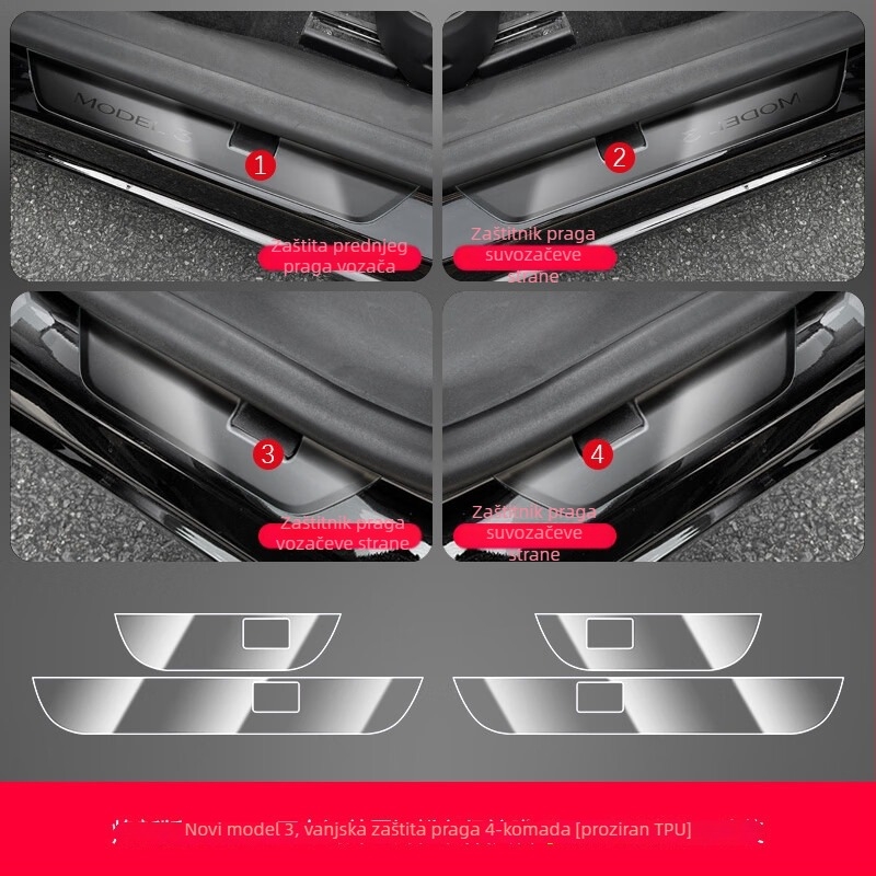 TPU zaštitni film za srednji stup Tesla Model 3 – zaštita od ogrebotina za tipke na volanu, gumb za vrata, središnji upravljački sklop i ploča prekidača za prozore