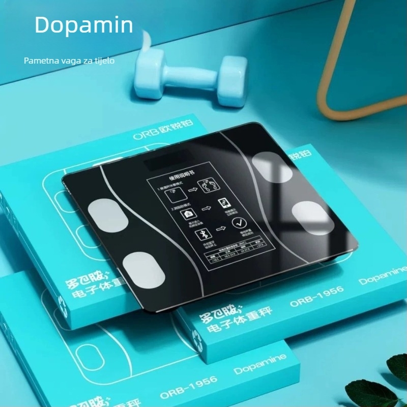 Orbital Dopamine sportski poklon set s Orb-1957 Frisbee setom i Orb-1955 elektroničkom vagu, 3-inčni LED zaslon, kapacitet 180 kg, USB napajanje, 4-senzorski senzor, dodirni način